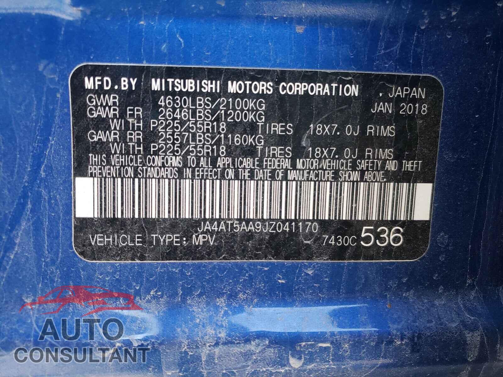 MITSUBISHI ECLIPSE 2018 - JA4AT5AA9JZ041170