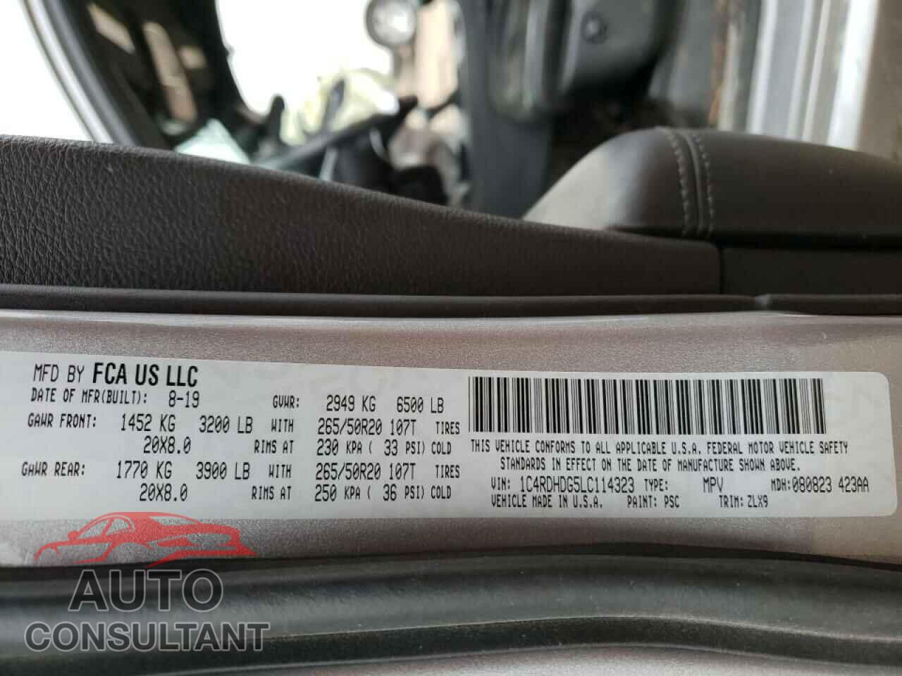 DODGE DURANGO 2020 - 1C4RDHDG5LC114323