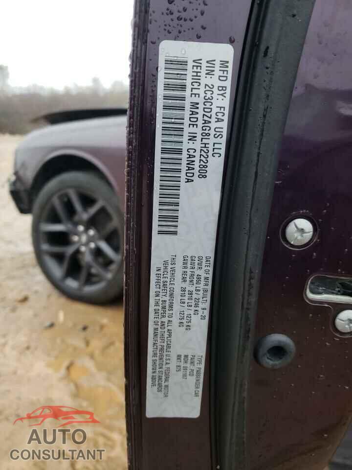 DODGE CHALLENGER 2020 - 2C3CDZAG8LH222808