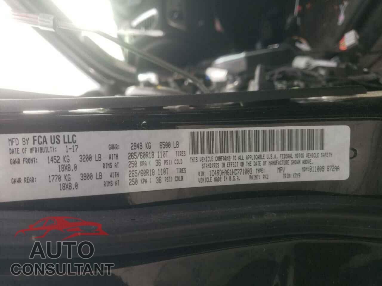 DODGE DURANGO 2017 - 1C4RDHAG1HC771003
