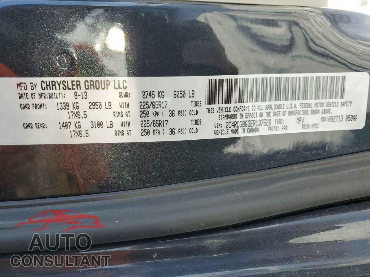 DODGE CARAVAN 2014 - 2C4RDGBG3ER137526