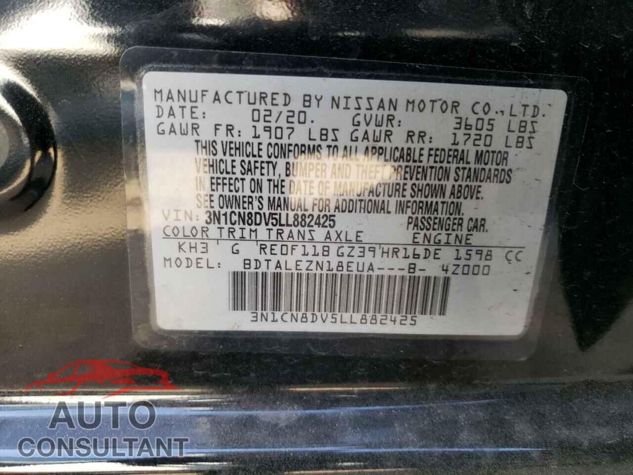 NISSAN VERSA 2020 - 3N1CN8DV5LL882425