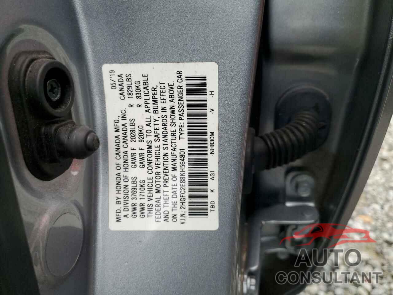 HONDA CIVIC 2019 - 2HGFC2E88KH564801