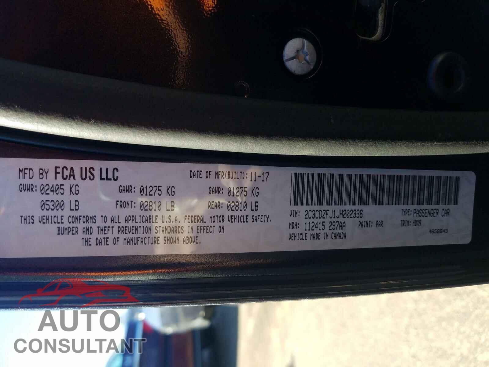 DODGE CHALLENGER 2018 - 2C3CDZFJ1JH202336