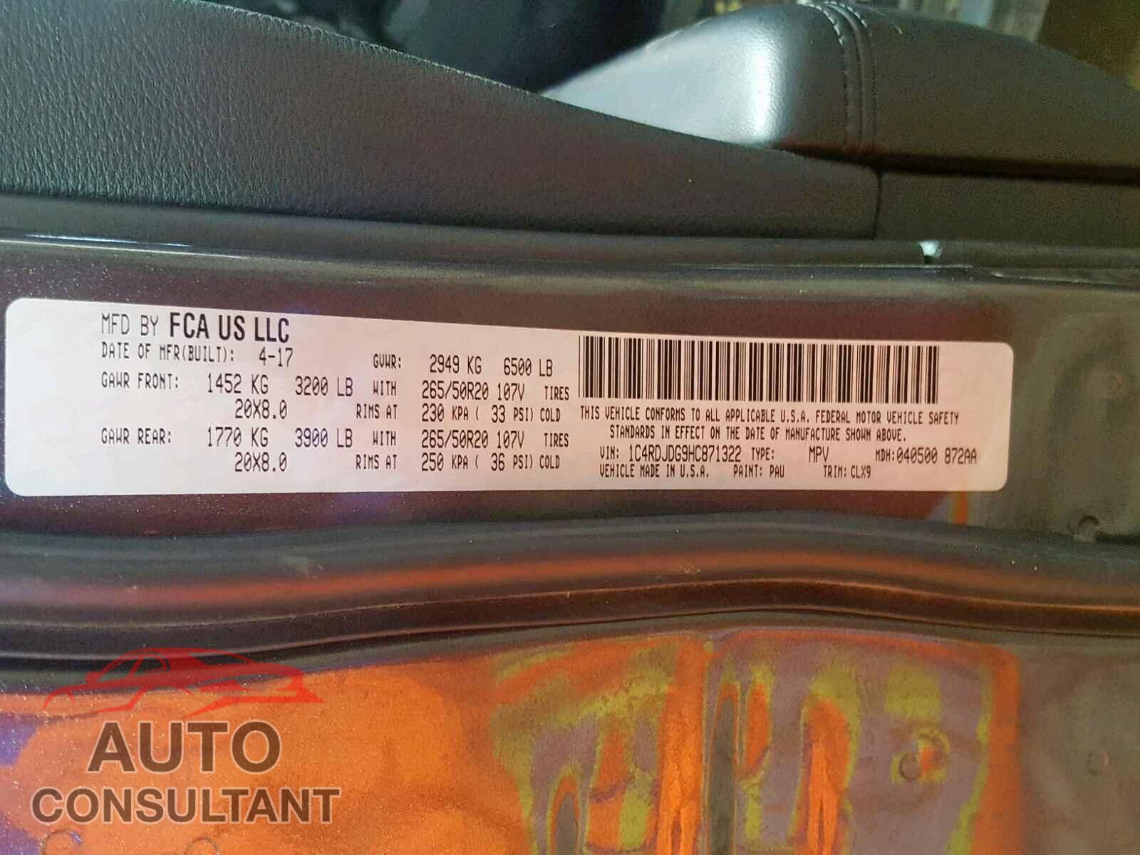 DODGE DURANGO GT 2017 - 3C4PDCBB4KT798205