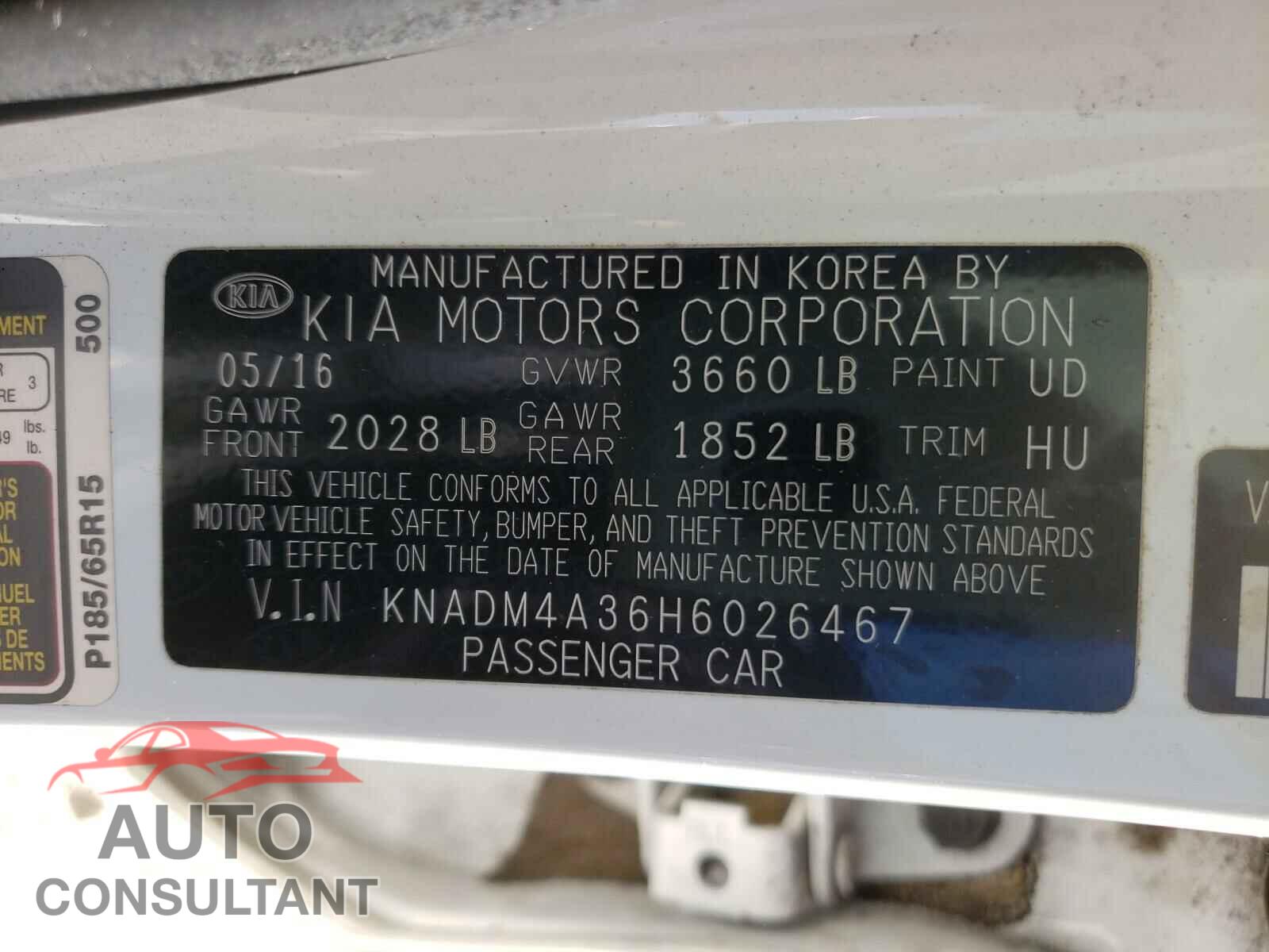 KIA RIO 2017 - KNADM4A36H6026467