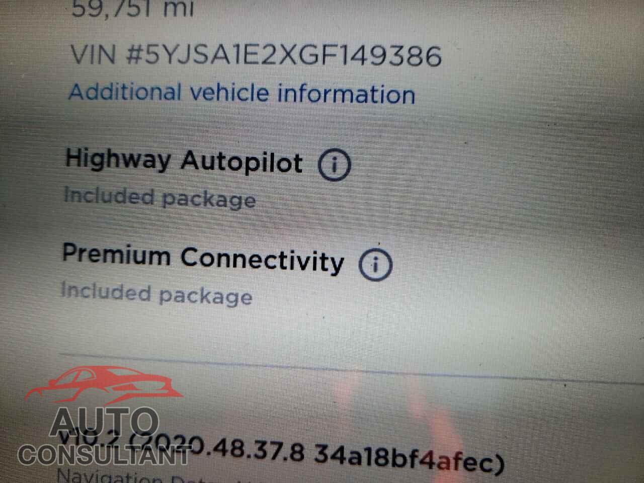 TESLA MODEL S 2016 - 5YJSA1E2XGF149386