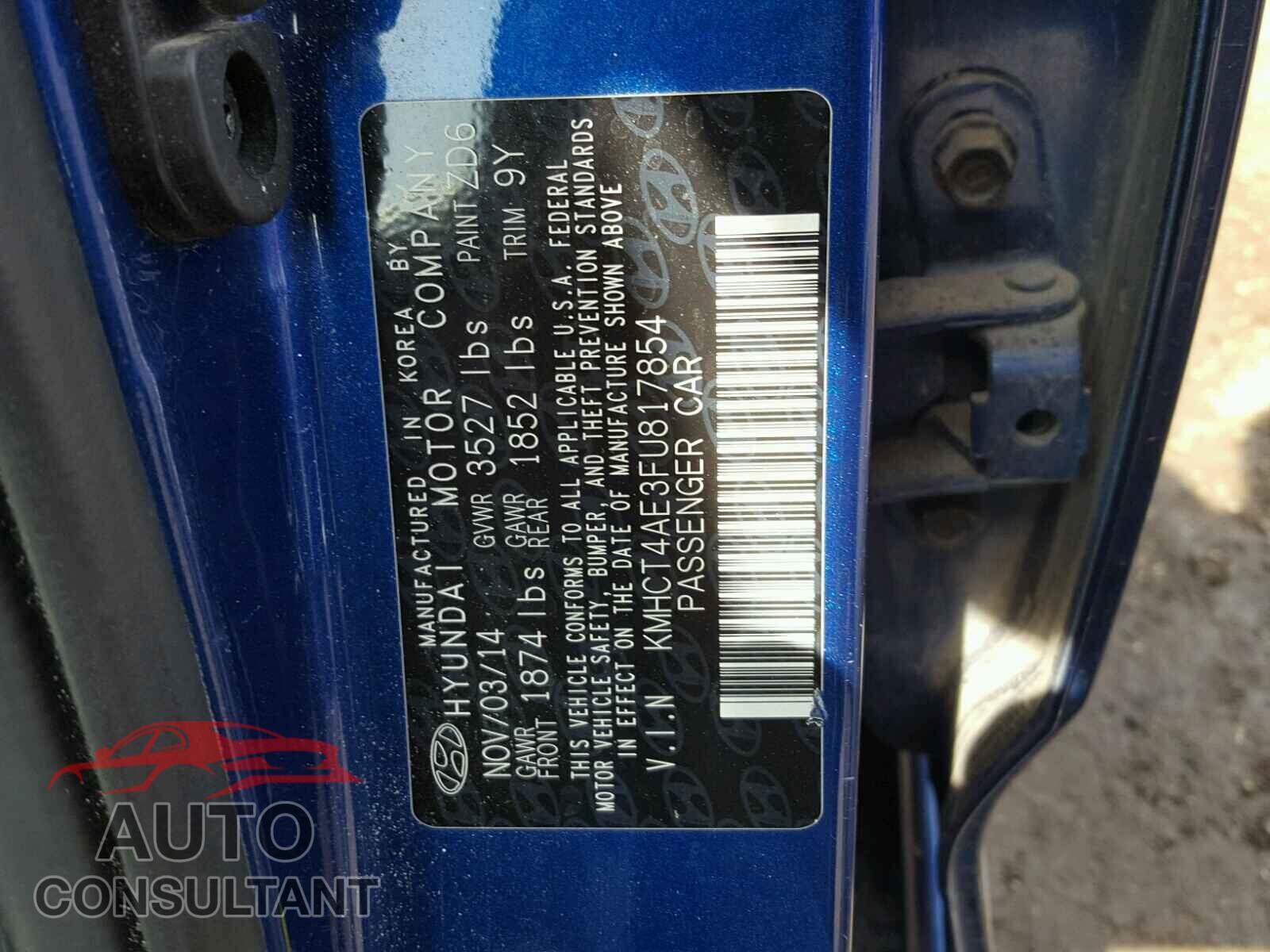 HYUNDAI ACCENT 2015 - KMHCT4AE3FU817854