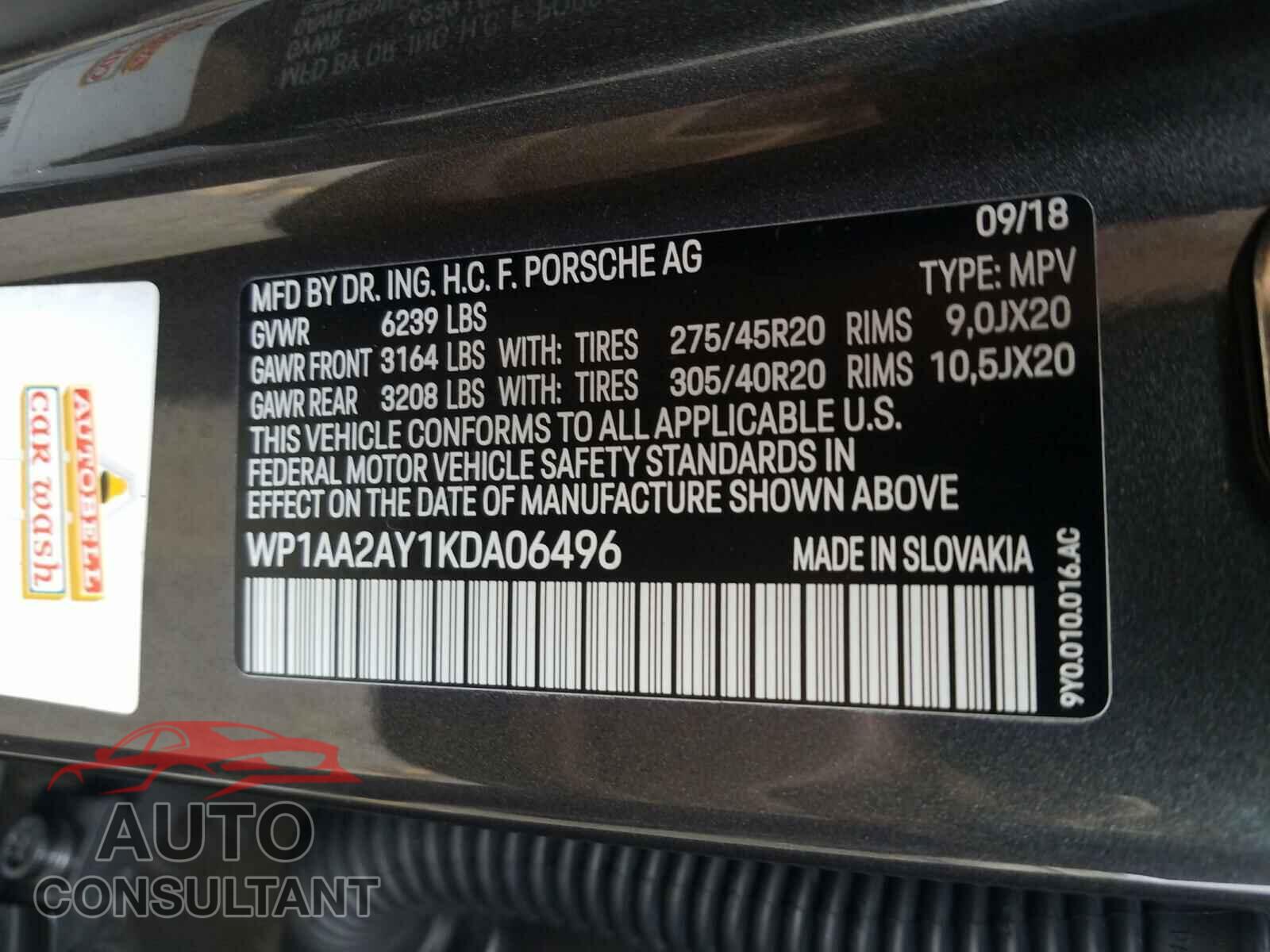 PORSCHE CAYENNE 2019 - WP1AA2AY1KDA06496