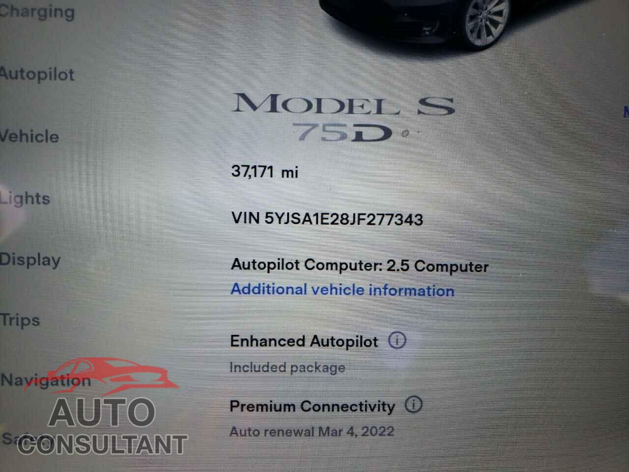 TESLA MODEL S 2018 - 5YJSA1E28JF277343