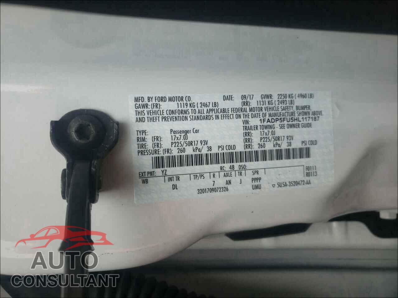 FORD CMAX 2017 - 1FADP5FU5HL117187