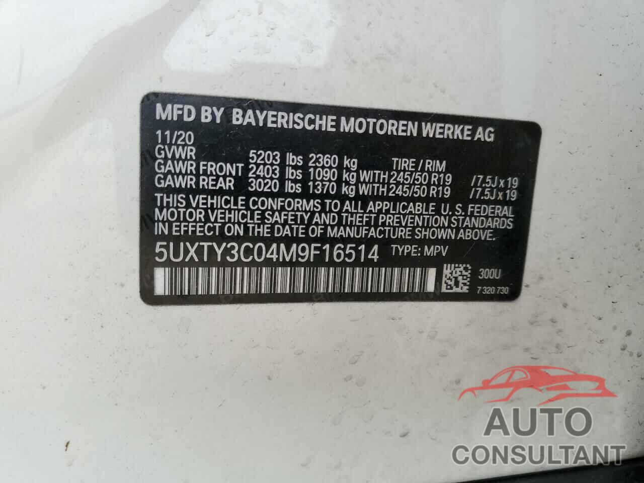 BMW X3 2021 - 5UXTY3C04M9F16514