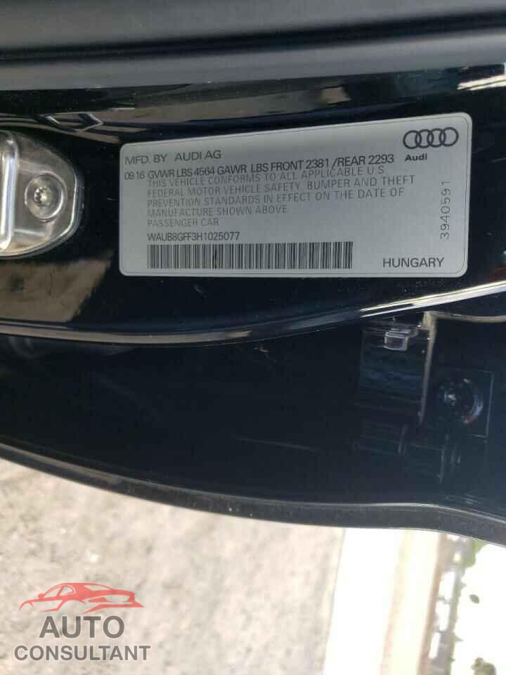 AUDI A3 2017 - WAUB8GFF3H1025077
