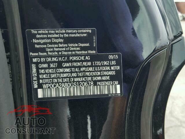 PORSCHE BOXSTER 2016 - WP0CA2A80GS120678