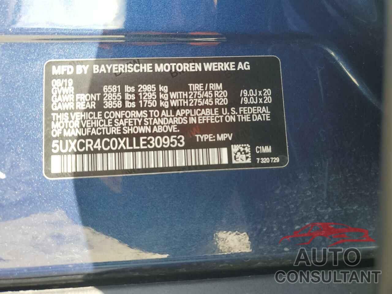 BMW X5 2020 - 5UXCR4C0XLLE30953