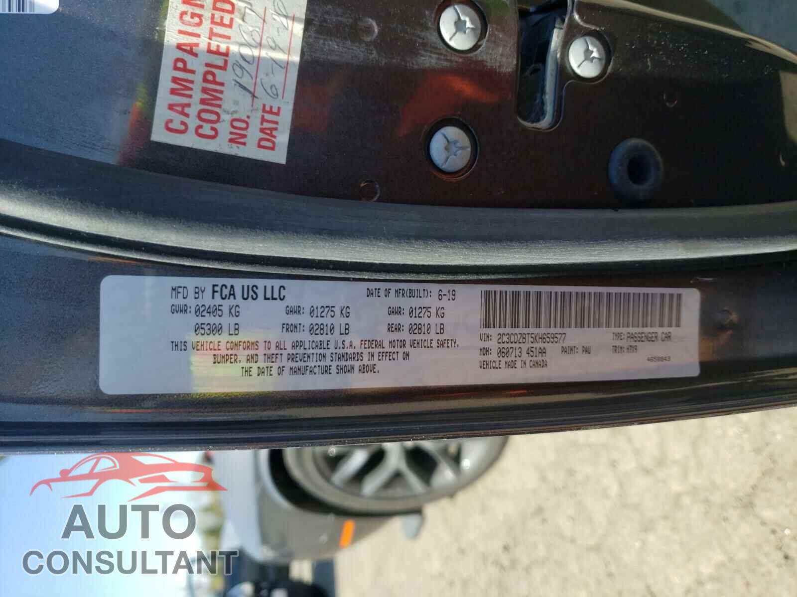 DODGE CHALLENGER 2019 - 2C3CDZBT5KH659577