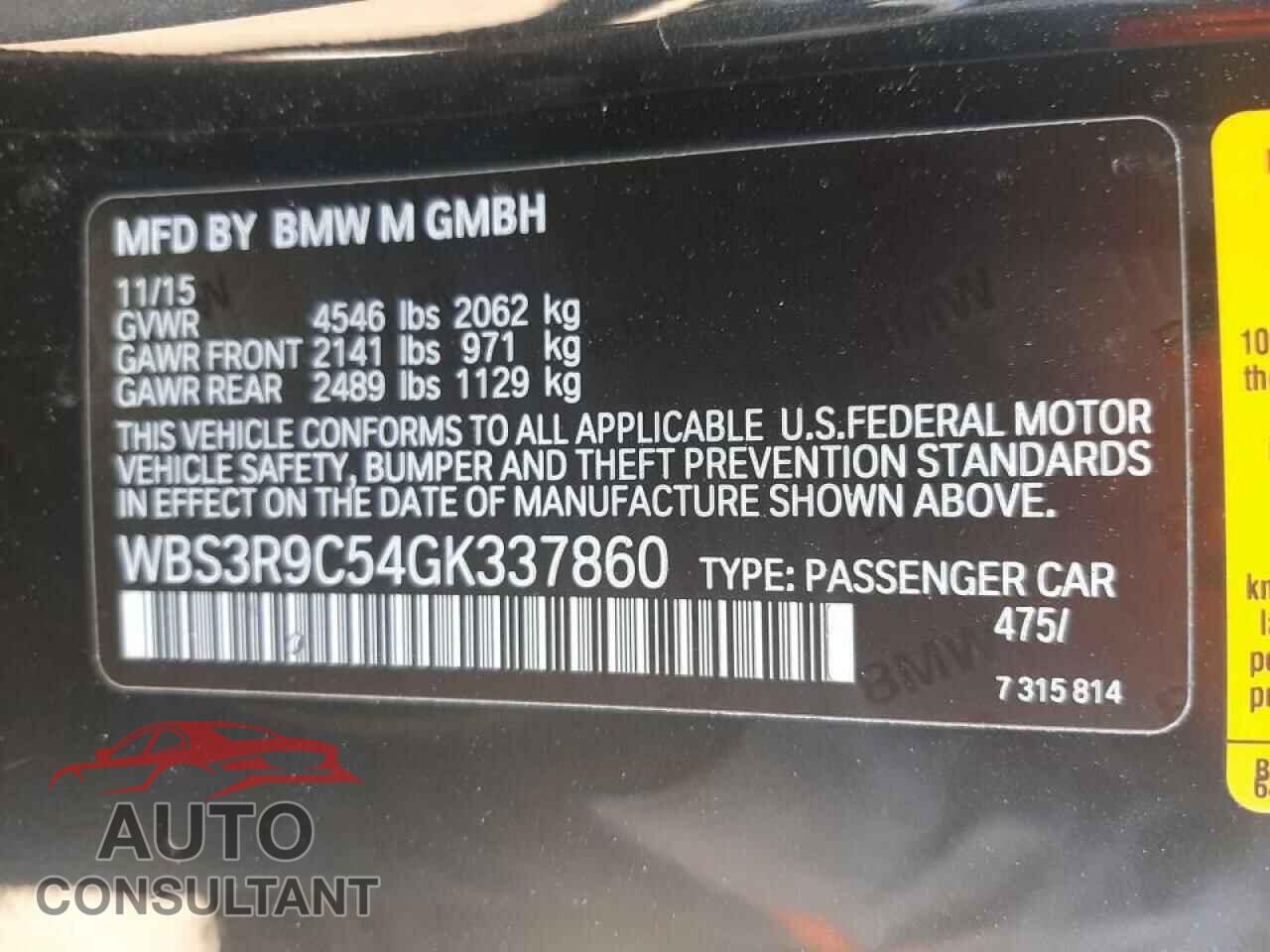 BMW M4 2016 - WBS3R9C54GK337860
