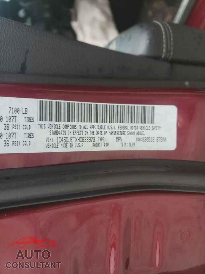 DODGE DURANGO 2017 - 1C4SDJETXHC838973