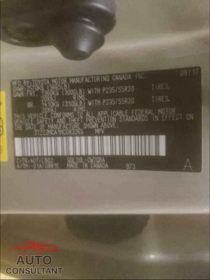 LEXUS RX350 2017 - 2T2ZZMCA1HC083265