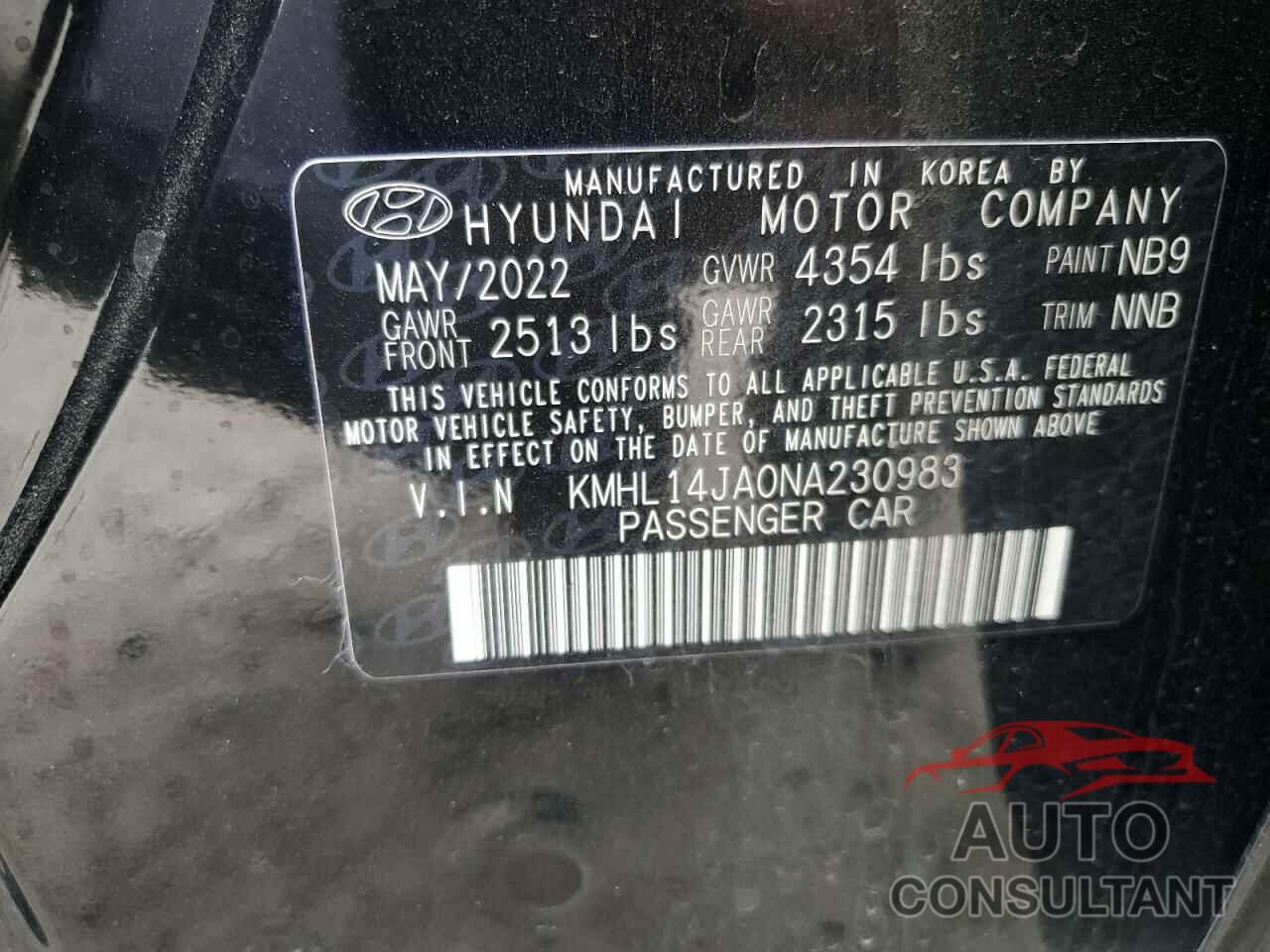 HYUNDAI SONATA 2022 - KMHL14JA0NA230983