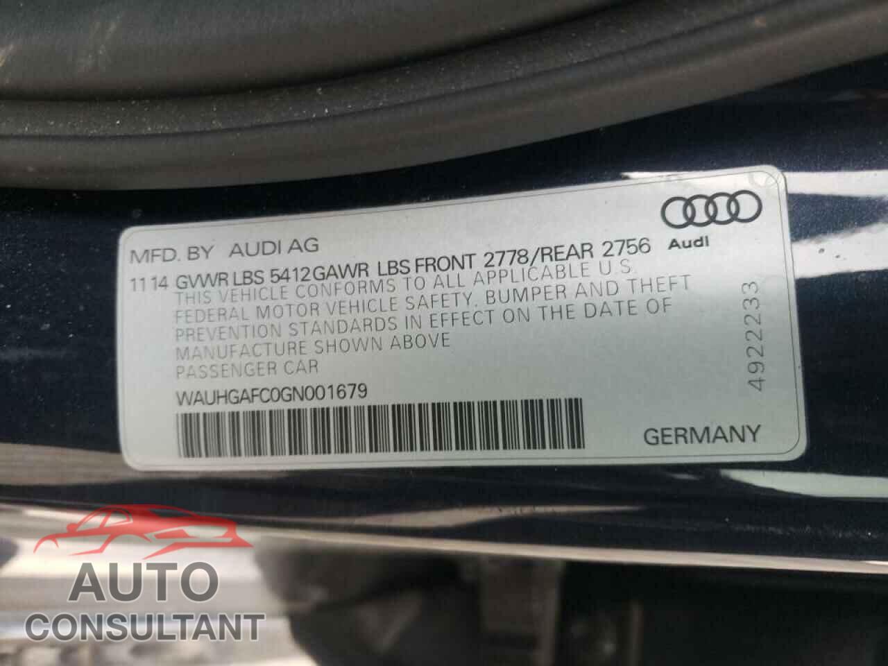 AUDI A6 2016 - WAUHGAFC0GN001679