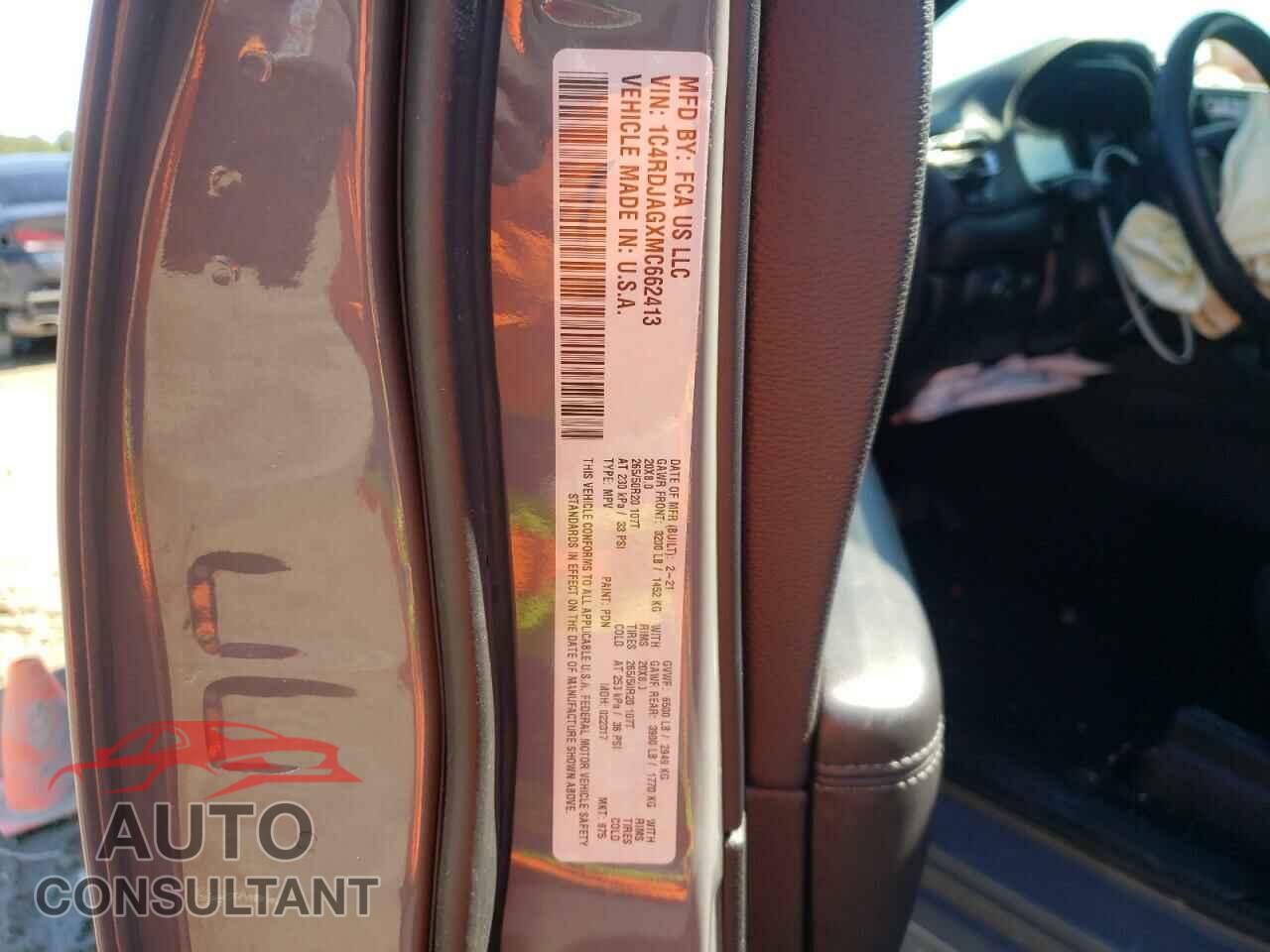 DODGE DURANGO 2021 - 1C4RDJAGXMC662413