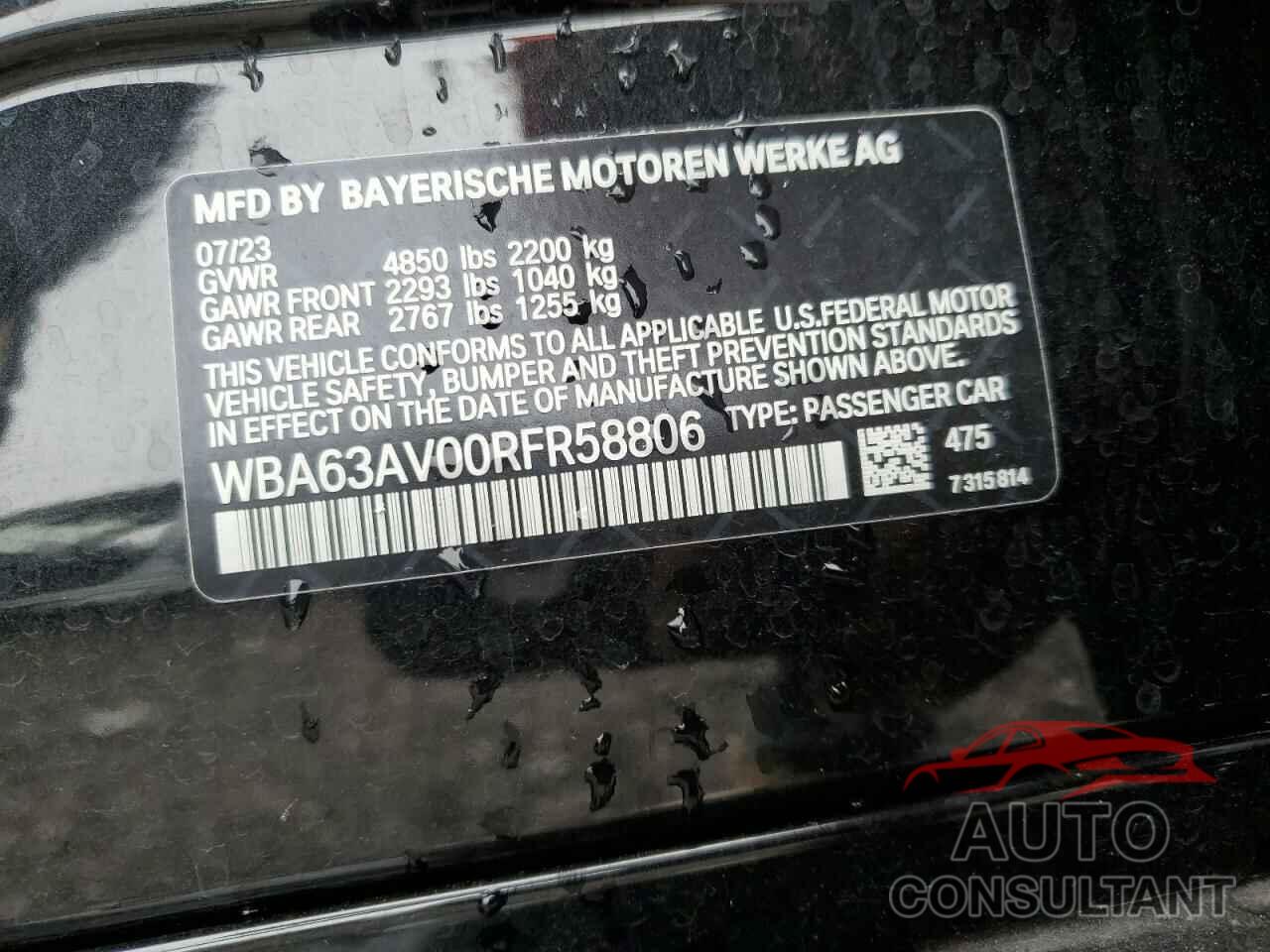 BMW 4 SERIES 2024 - WBA63AV00RFR58806
