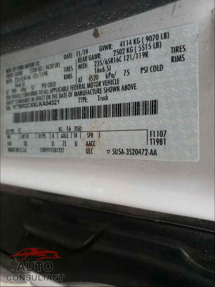 FORD TRANSIT CO 2020 - 1FTBR2C8XLKA04321