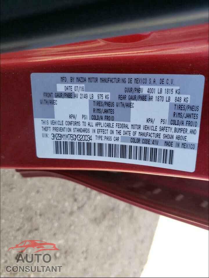 MAZDA 3 2016 - 3MZBM1M76GM320034