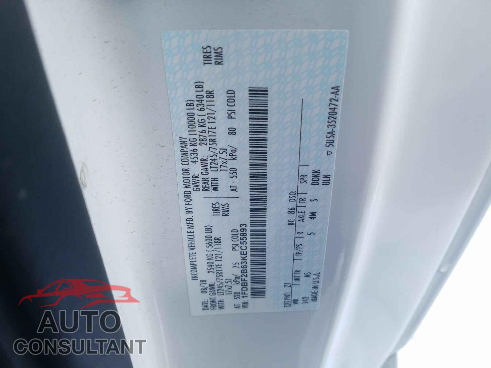 FORD F250 2019 - 1FDBF2B63KEC55893