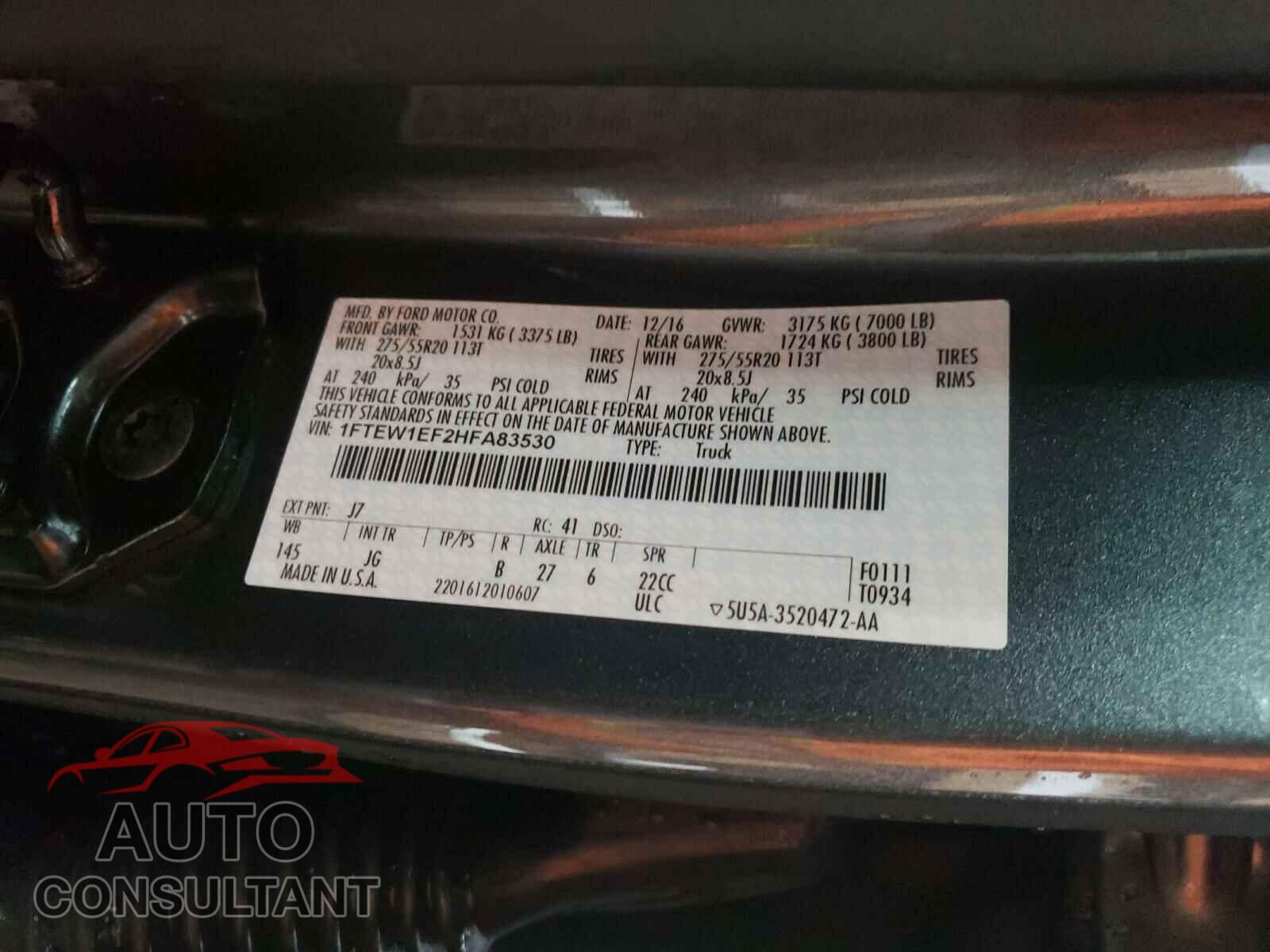 FORD F150 2017 - 1FTEW1EF2HFA83530