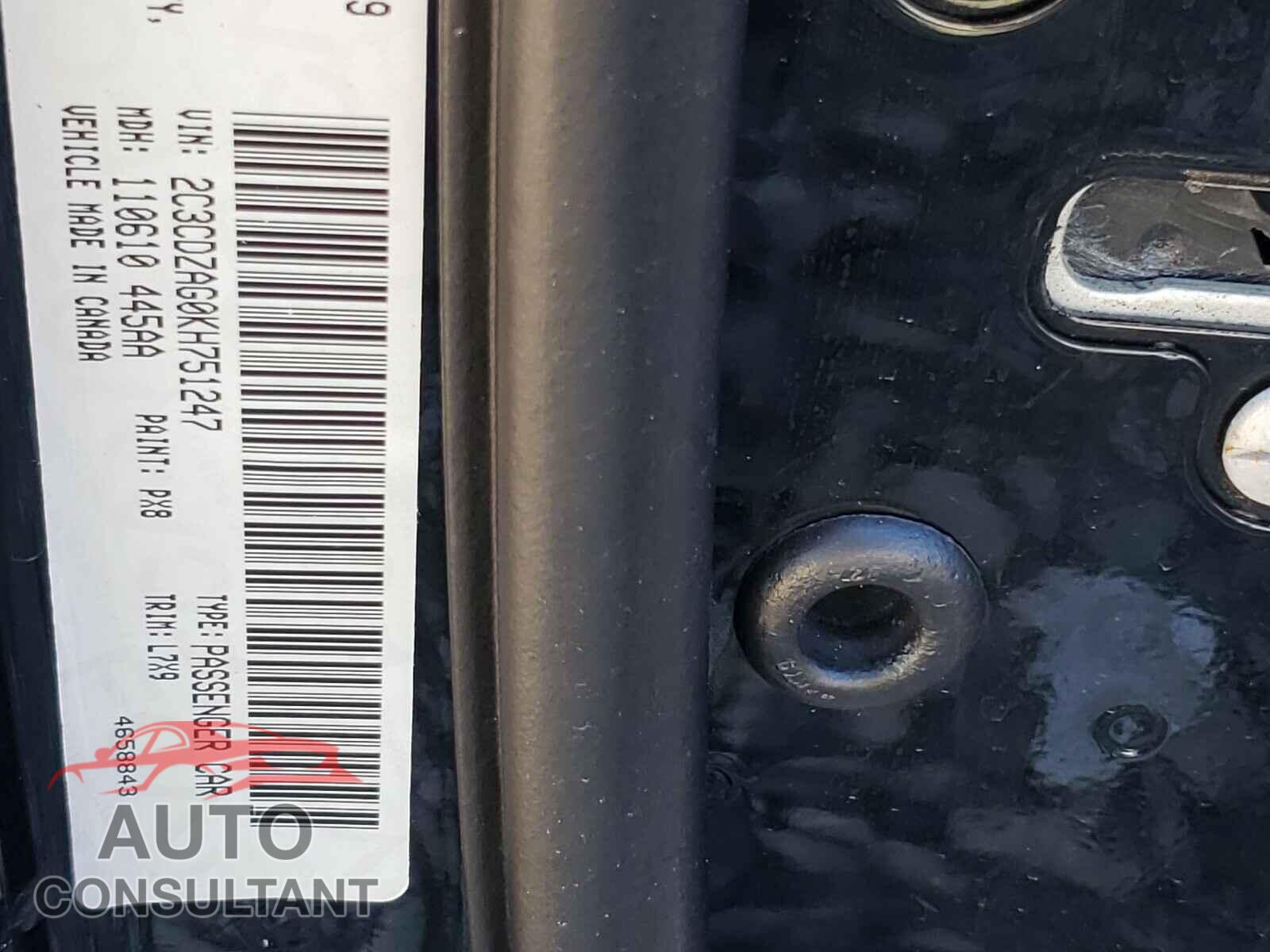 DODGE CHALLENGER 2019 - 2C3CDZAG0KH751247