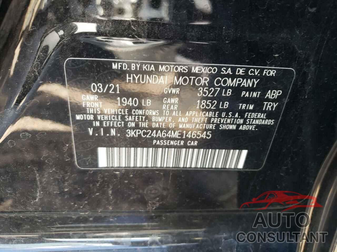 HYUNDAI ACCENT 2021 - 3KPC24A64ME146545