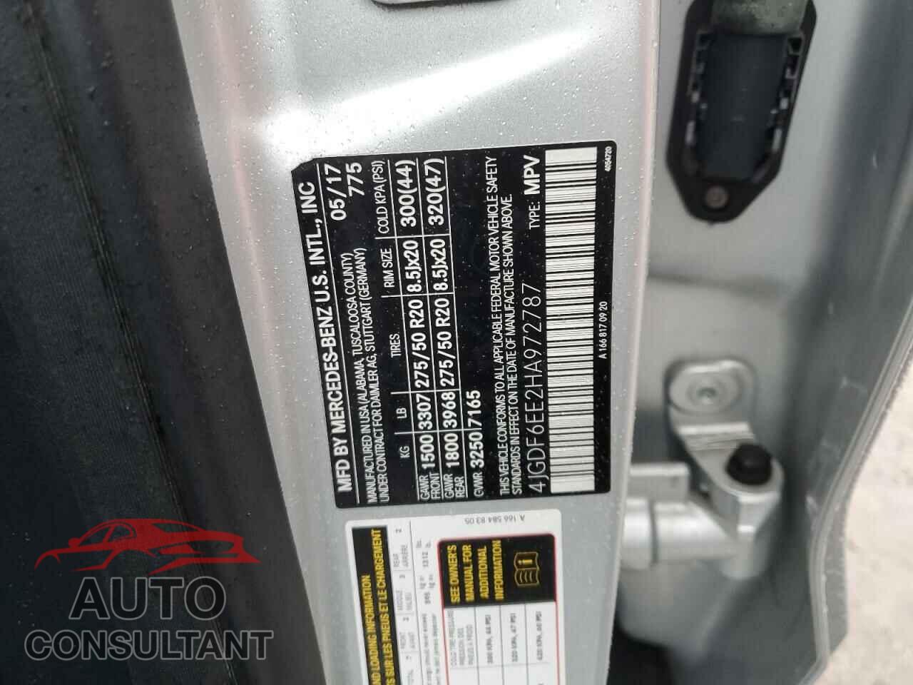 MERCEDES-BENZ GLS-CLASS 2017 - 4JGDF6EE2HA972787