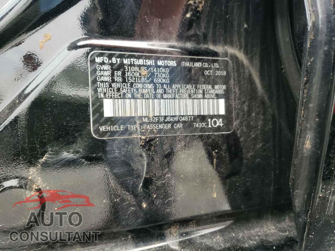 MITSUBISHI MIRAGE 2019 - ML32F3FJ6KHF04877