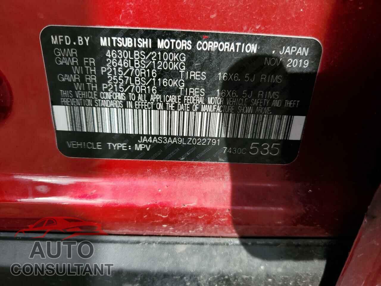 MITSUBISHI ECLIPSE 2020 - JA4AS3AA9LZ022791