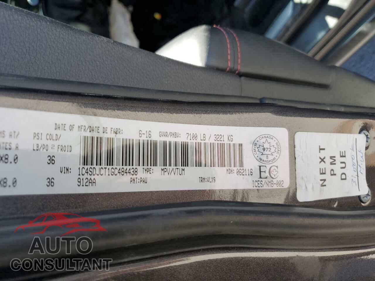 DODGE DURANGO 2016 - 1C4SDJCT1GC484438