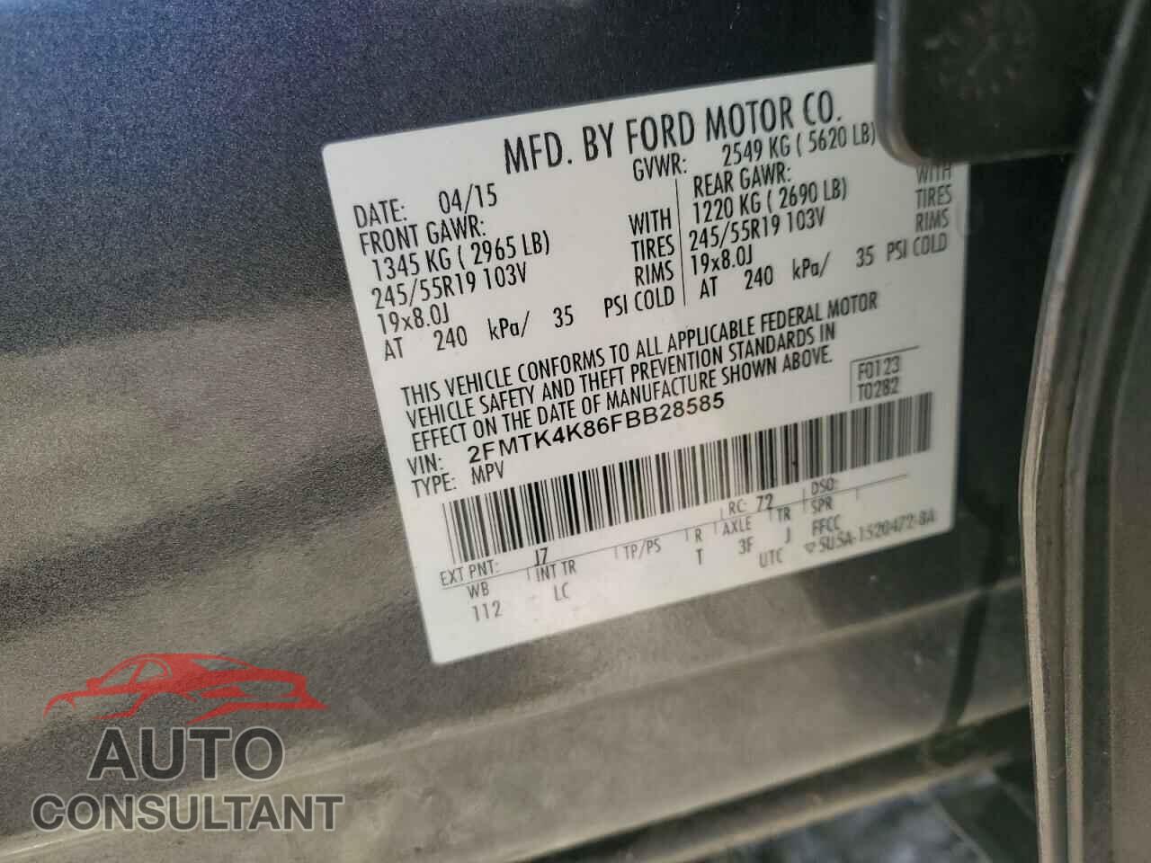 FORD EDGE 2015 - 2FMTK4K86FBB28585