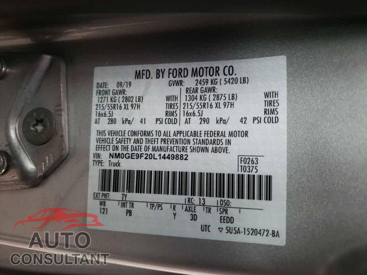 FORD TRANSIT CO 2020 - NM0GE9F20L1449882