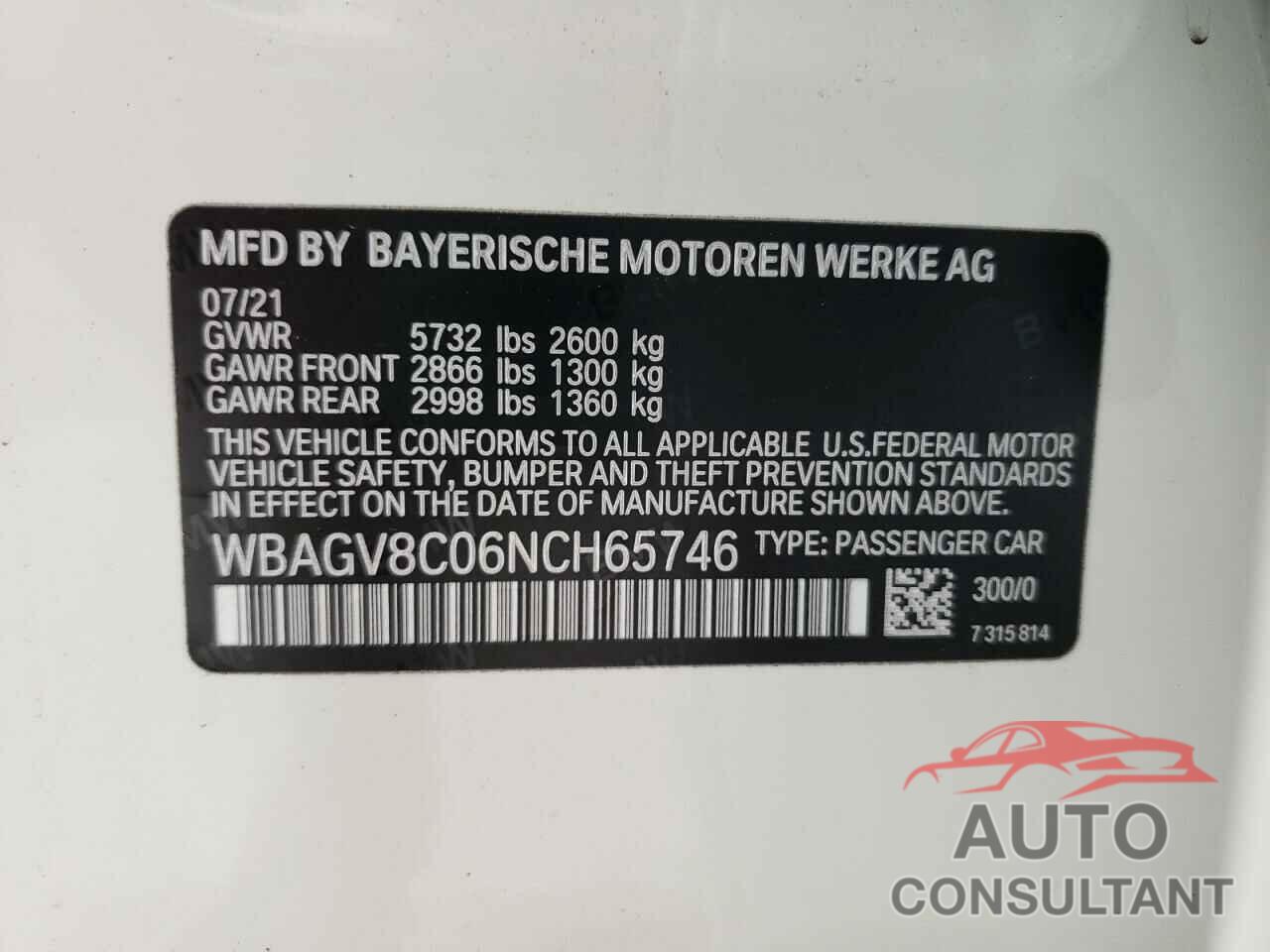 BMW M8 2022 - WBAGV8C06NCH65746