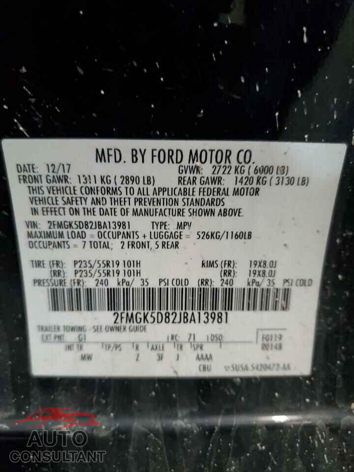 FORD FLEX 2018 - 2FMGK5D82JBA13981