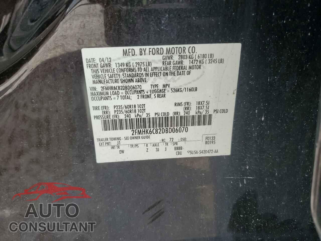 FORD FLEX 2013 - 2FMHK6C82DBD06070