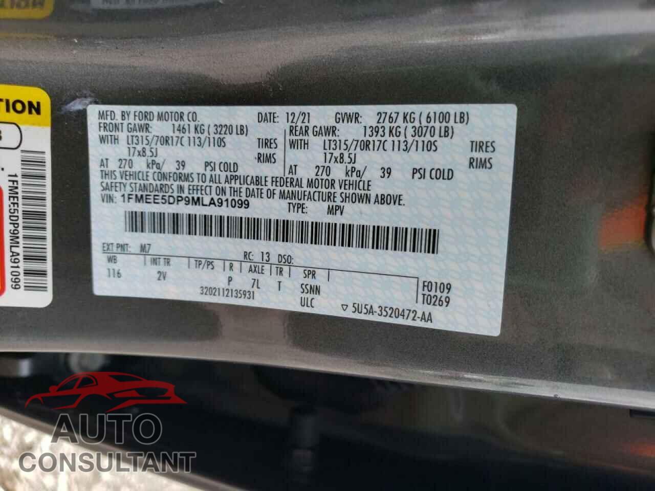 FORD BRONCO BAS 2021 - 1FMEE5DP9MLA91099