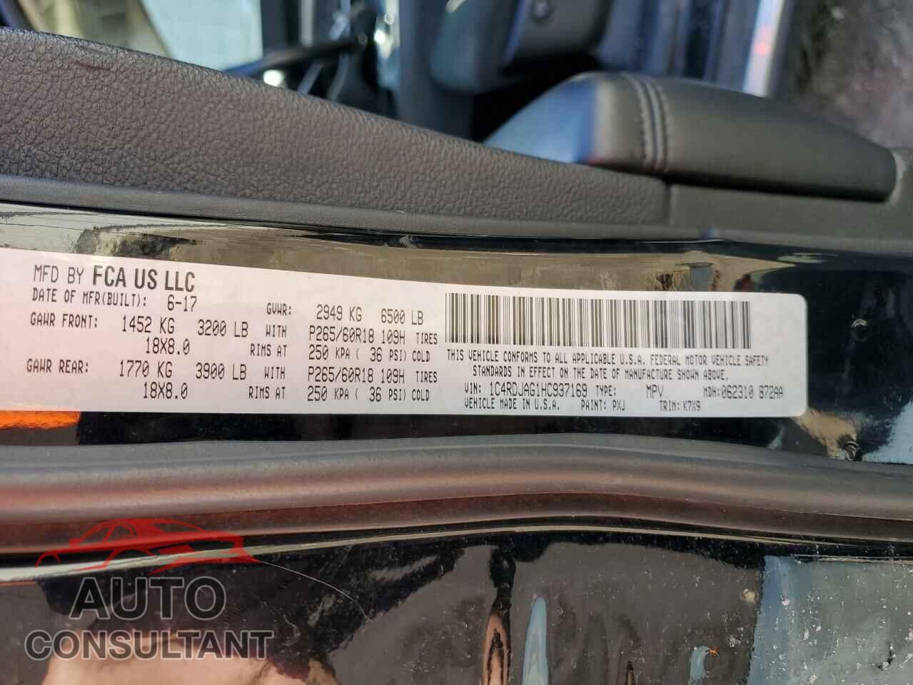 DODGE DURANGO 2017 - 1C4RDJAG1HC937169