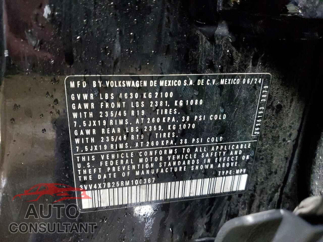 VOLKSWAGEN TAOS 2024 - 3VV4X7B25RM100367