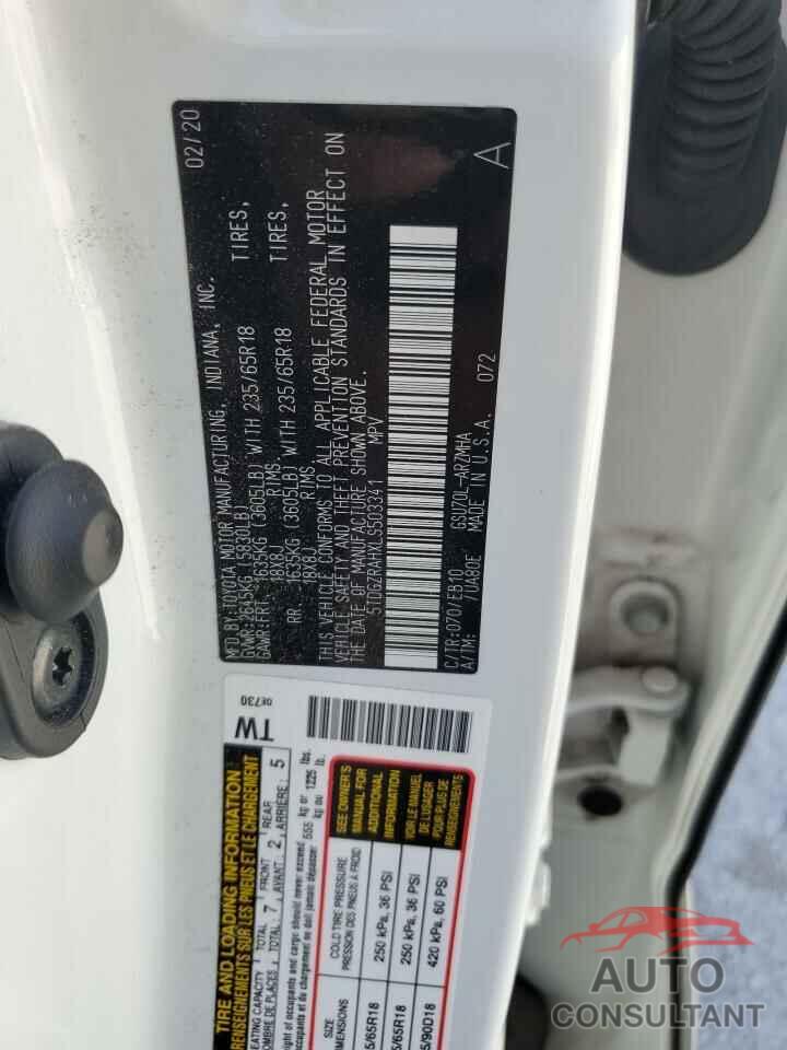 TOYOTA HIGHLANDER 2020 - 5TDGZRAHXLS503341