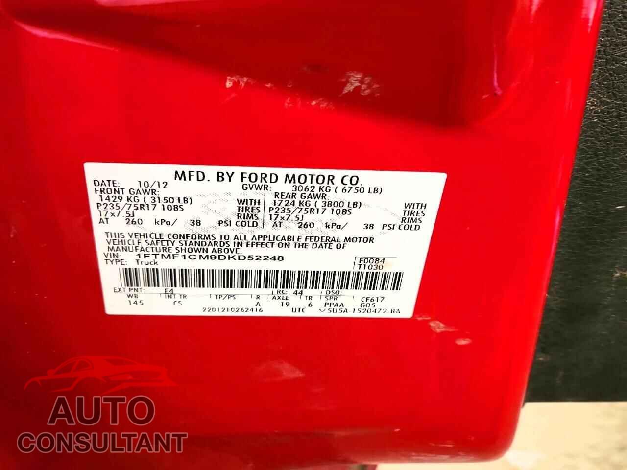 FORD F150 2013 - 1FTMF1CM9DKD52248