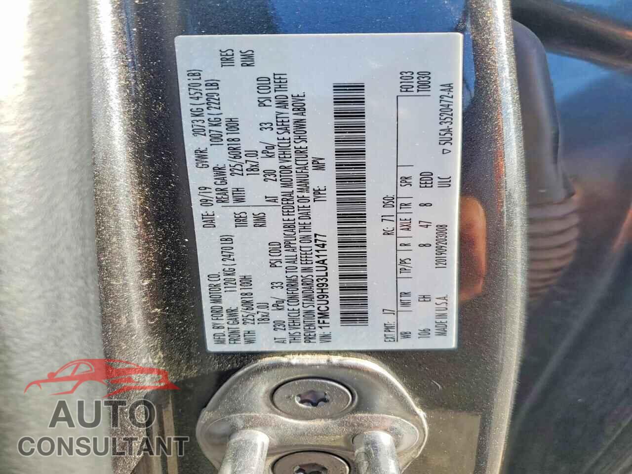 FORD ESCAPE 2020 - 1FMCU9H93LUA11477