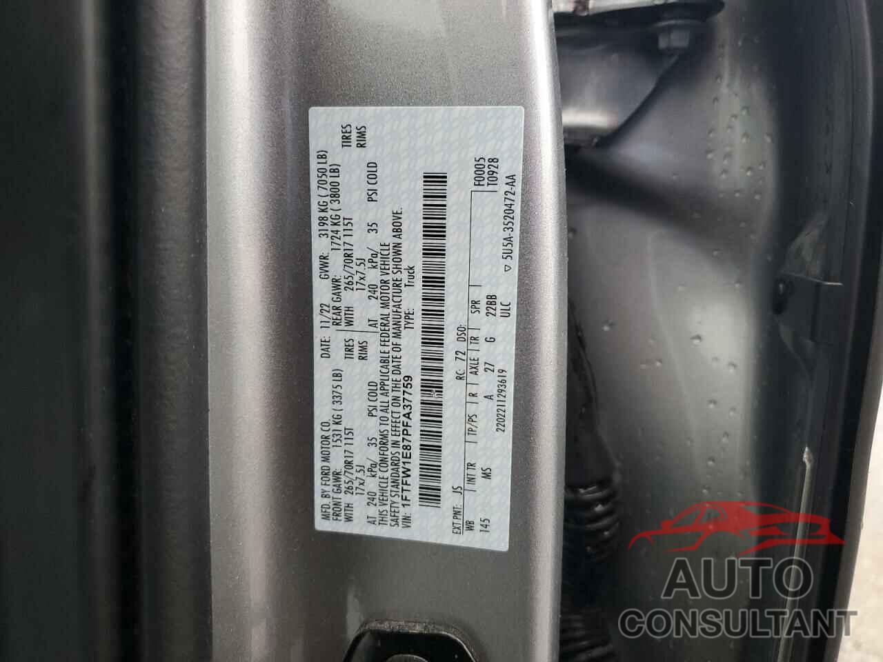 FORD F-150 2023 - 1FTFW1E87PFA37759