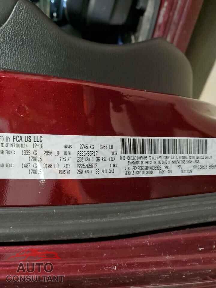 DODGE CARAVAN 2017 - 2C4RDGCG8HR639922